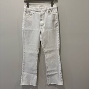 MOTHER Size 28 The Hustler Ankle Fray White Jeans in Glass Slipper
